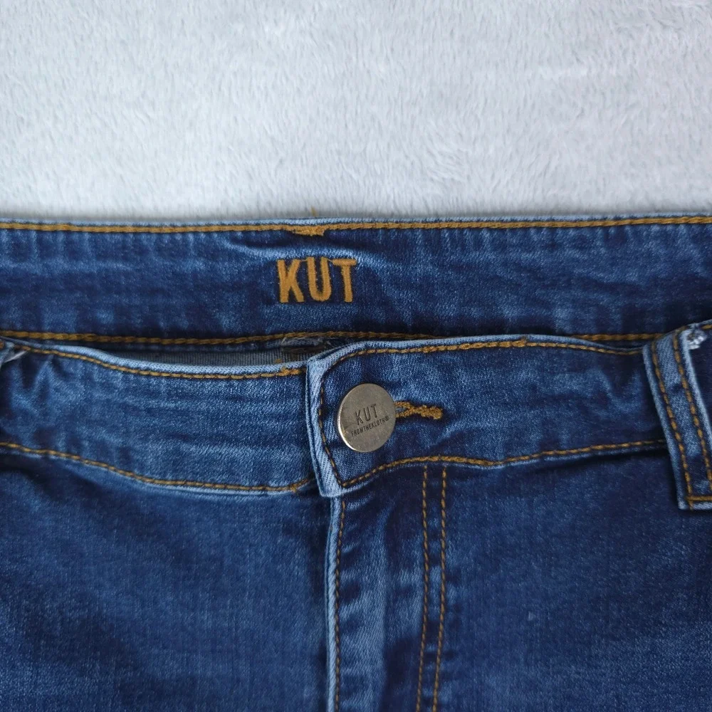 KUT from the Kloth‎ Jeans Womens 14 Blue Slouchy Boyfriend Dark Wash Whiskering